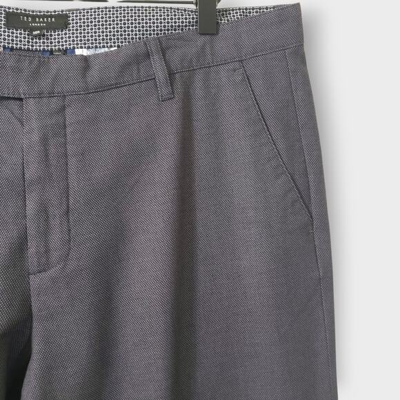 Ted Baker Mens Penguin Dress Pant Navy Blue Dot Texture Sz 36R 32" Inseam Career - Picture 4 of 16